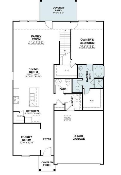 2D floor plan layout of this home in Cascades at Onion Creek, Austin, TX (Image 4). 2D floor plan layout of this home in Cascades at Onion Creek, Austin, TX (Image 4).