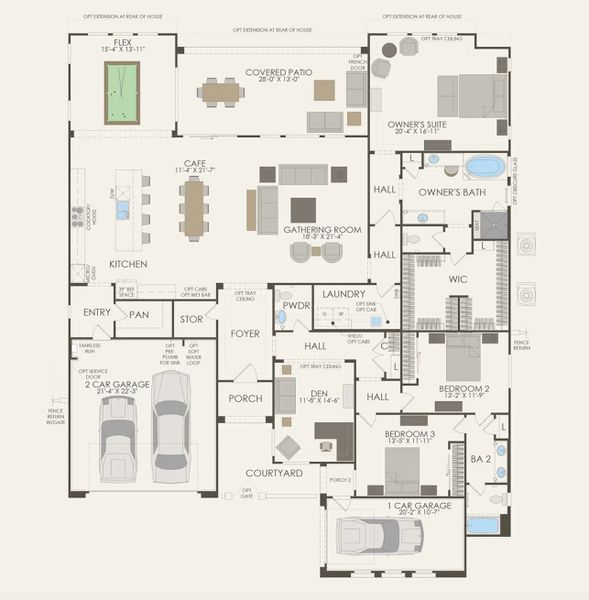 2D floor plan layout of this home in Sun City Festival, Buckeye, AZ (Image 3). 2D floor plan layout of this home in Sun City Festival, Buckeye, AZ (Image 3).