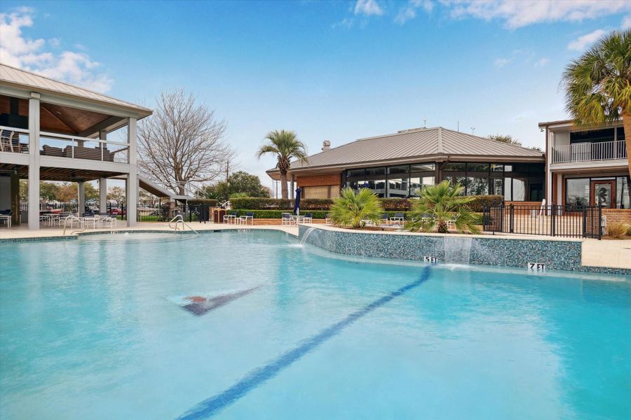 The clubhouse, pool and outdoor entertaining space are about a 1 min walk from the townhome.