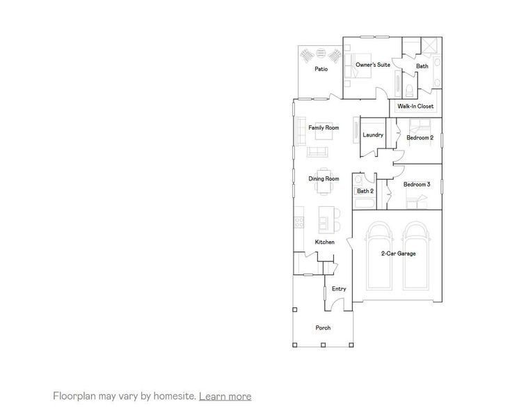 2D floor plan layout of this home in Heron's Walk at Summers Corner: Carolina Collection, Summerville, SC (Image 2).