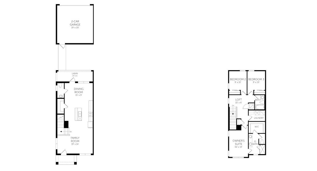 2D floor plan layout for the Harbor - Townhomes by Dream Finders Homes in Hamlin Meadows, Winter Garden, FL (Image 3).