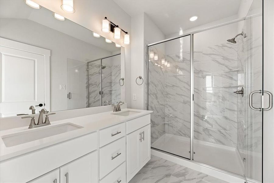 You'll never want to leave the oversized walk in shower in your new owner's bath!