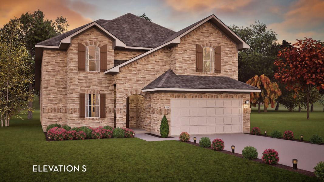 Representative exterior photo of a completed home built from the San Marcos by CastleRock Communities in Solterra, Mesquite, TX (Image 21). Representative exterior photo of a completed home built from the San Marcos by CastleRock Communities in Solterra, Mesquite, TX (Image 21).