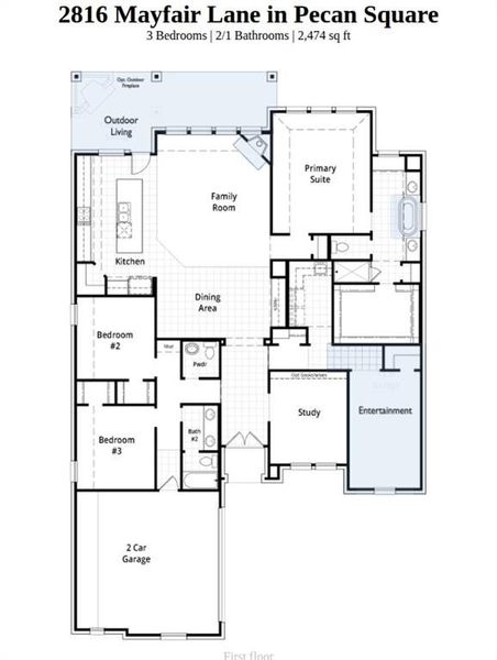 2D floor plan layout of this home in Pecan Square, Northlake, TX (Image 2).
