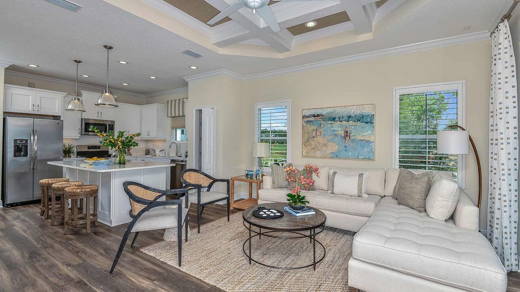 Furnished interior view inside a new home in Windward Real Estate and Homes for Sale in Sarasota, FL - Neal Communities, Sarasota (Image 7). Furnished interior view inside a new home in Windward Real Estate and Homes for Sale in Sarasota, FL - Neal Communities, Sarasota (Image 7).