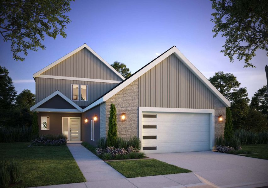 Representative exterior photo of a completed home built from the The Newport by Trumark Homes in Pelican Shores at Water Valley, Windsor, CO (Image 22).