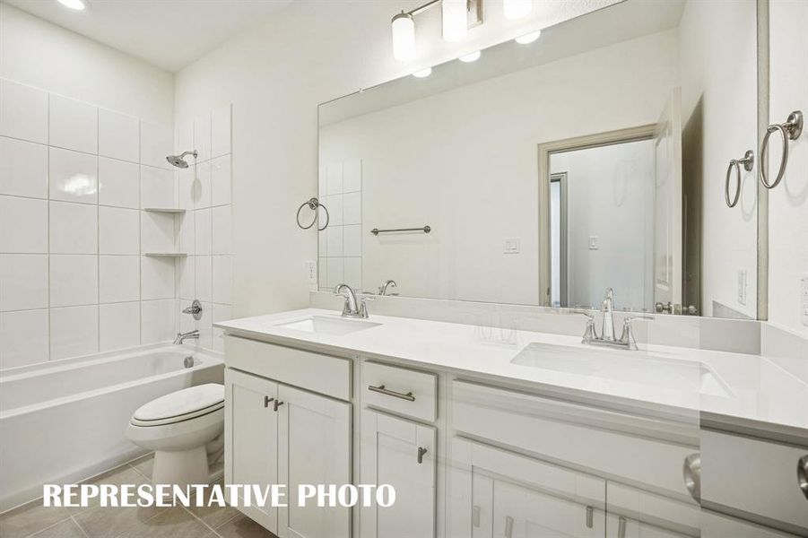 Friends and family will enjoy their own vanity space in this thoughtfully designed guest bath.  REPRESENTATIVE PHOTO