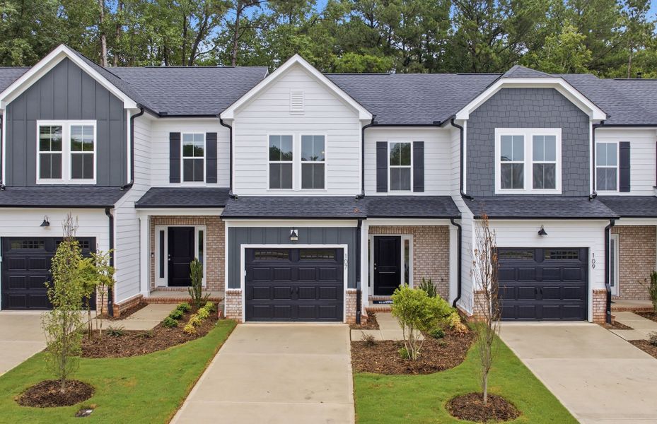 Front exterior of a new home in Cambria, Garner, NC, highlighting curb appeal (Image 28).