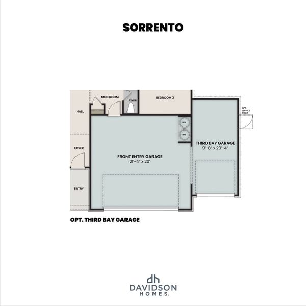 2D floor plan layout for the The Sorrento E by Davidson Homes LLC in Sundance Cove, Crosby, TX (Image 27). 2D floor plan layout for the The Sorrento E by Davidson Homes LLC in Sundance Cove, Crosby, TX (Image 27).