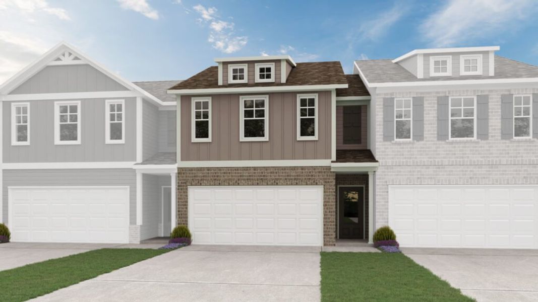 Representative exterior photo of a completed home built from the The Coventry by Direct Residential Communities in Fairview Lake Townhomes, Conyers, GA (Image 6).