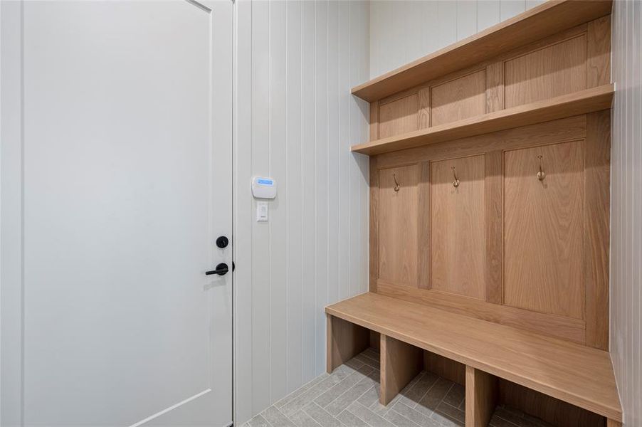 Convenient mudroom entrance from garage directly into kitchen