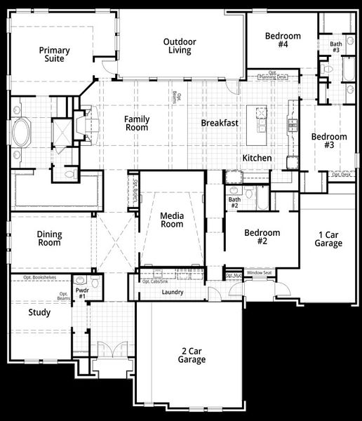 2D floor plan layout of this home in Star Trail, Prosper, TX (Image 3). 2D floor plan layout of this home in Star Trail, Prosper, TX (Image 3).