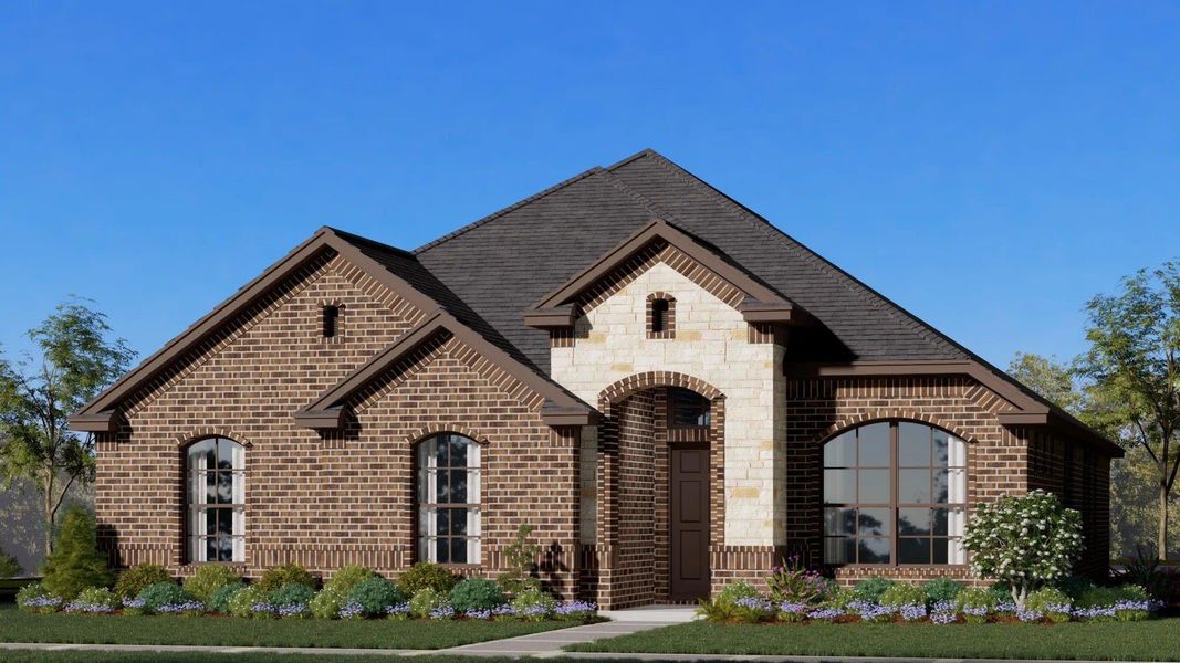 Elevation A with Stone | Concept 1958 at Redden Farms - Classic Series in Midlothian, TX by Landsea Homes