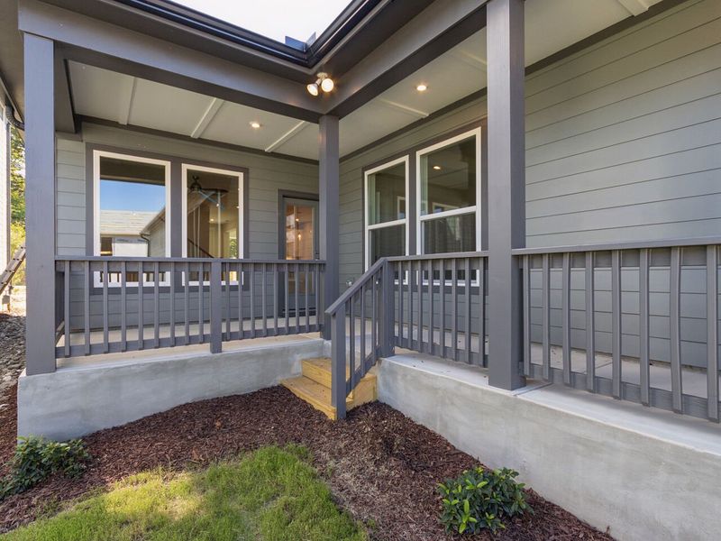 Exterior details and patio area of a home in NoVi Chatham Park - The Garden Collection, Pittsboro (Image 4).