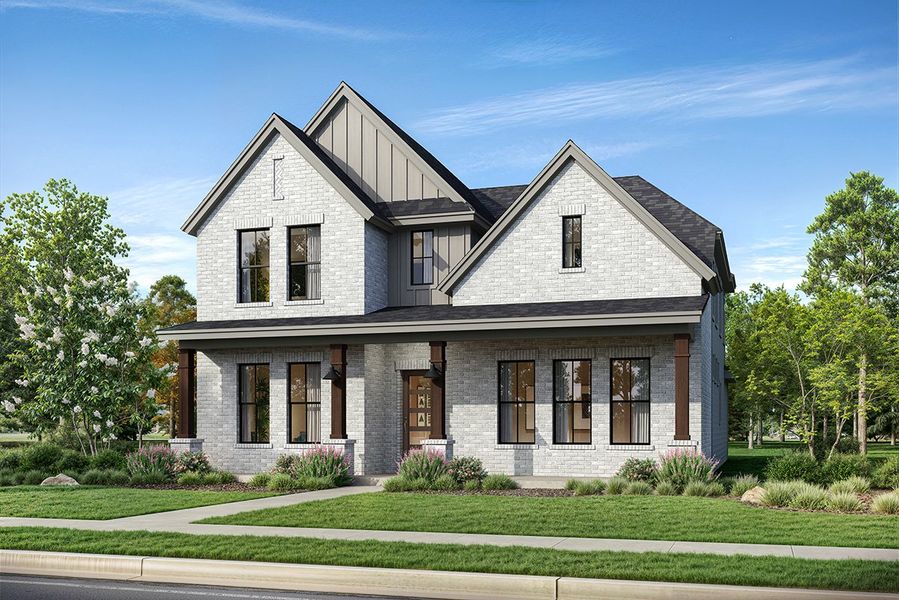 Representative exterior photo of a completed home built from the Sierra by Landon Homes in Fields - Brookside, Frisco, TX (Image 3). Representative exterior photo of a completed home built from the Sierra by Landon Homes in Fields - Brookside, Frisco, TX (Image 3).