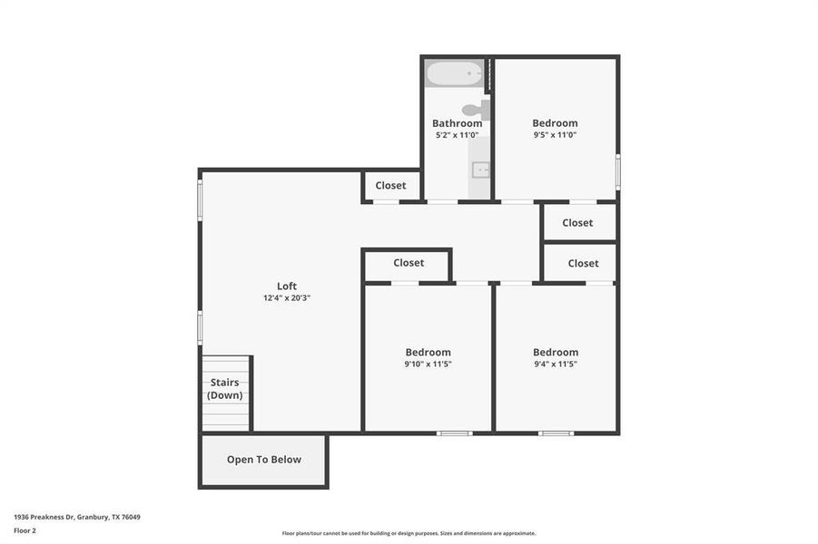 2D floor plan layout of this home in Saratoga, Granbury, TX (Image 7).