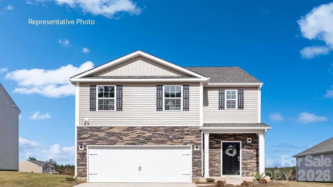 Front exterior of a new home in Clark Creek Landing, Lincolnton, NC, highlighting curb appeal (Image 1). Front exterior of a new home in Clark Creek Landing, Lincolnton, NC, highlighting curb appeal (Image 1).
