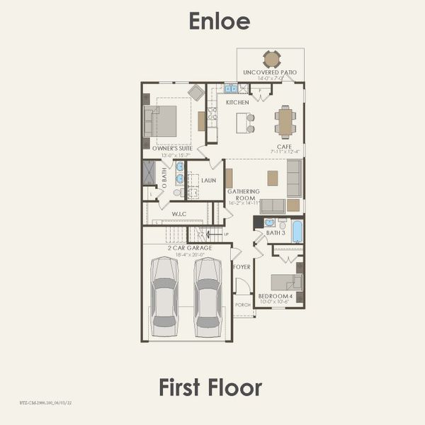 2D floor plan layout for the Enloe by Centex in Cottonwood Creek, Howe, TX (Image 5).