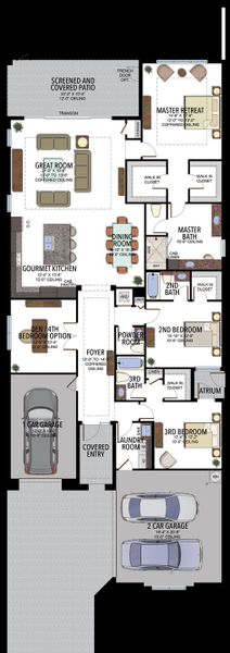 2D floor plan layout for the Venice by GL Homes in Valencia Grand (55+), Boynton Beach, FL (Image 5).