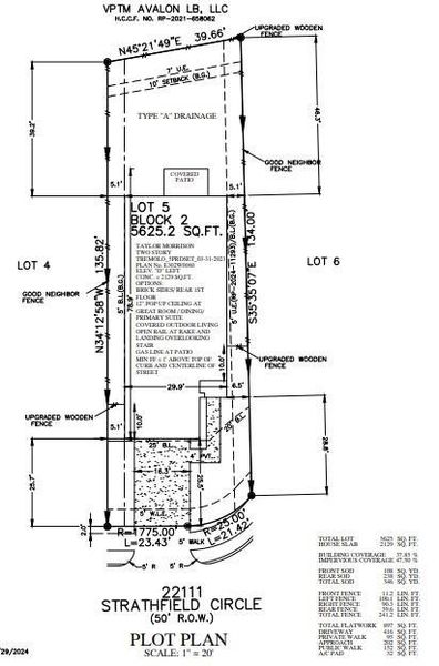 22111 Strathfield Circle preliminary plot plan
