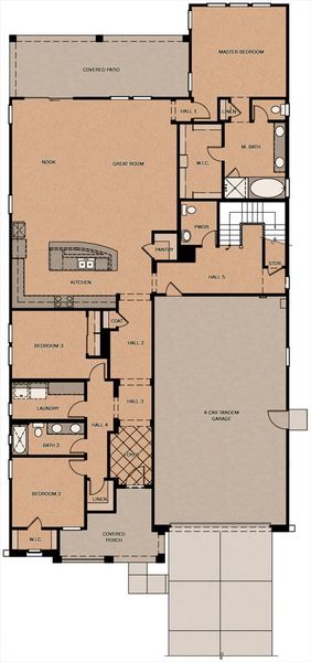2D floor plan layout for the Sequoia w/Loft by Fulton Homes in Groves at Barney Farms, Queen Creek, AZ (Image 3).