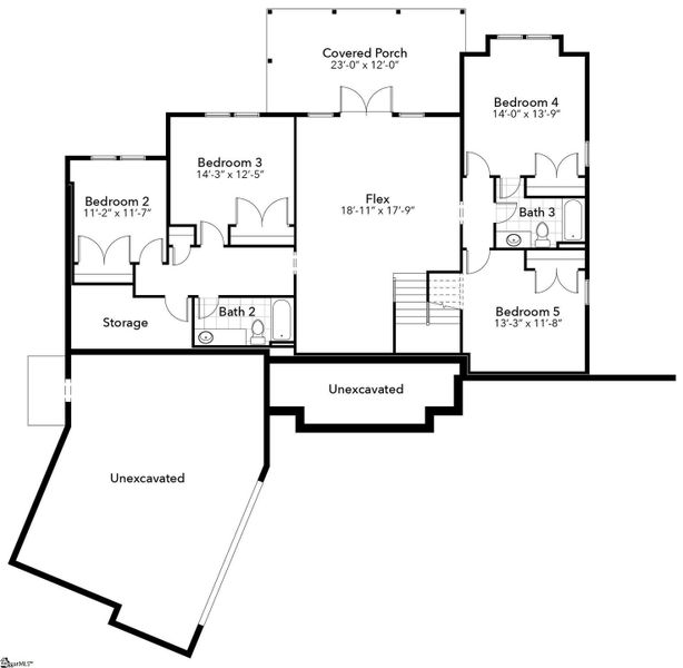 2D floor plan layout of this home in Greenville County Homes, Landrum, SC (Image 6).