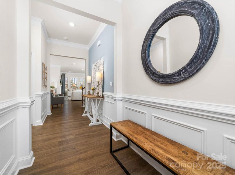 Custom molding and crown molding as you enter and throughout the house