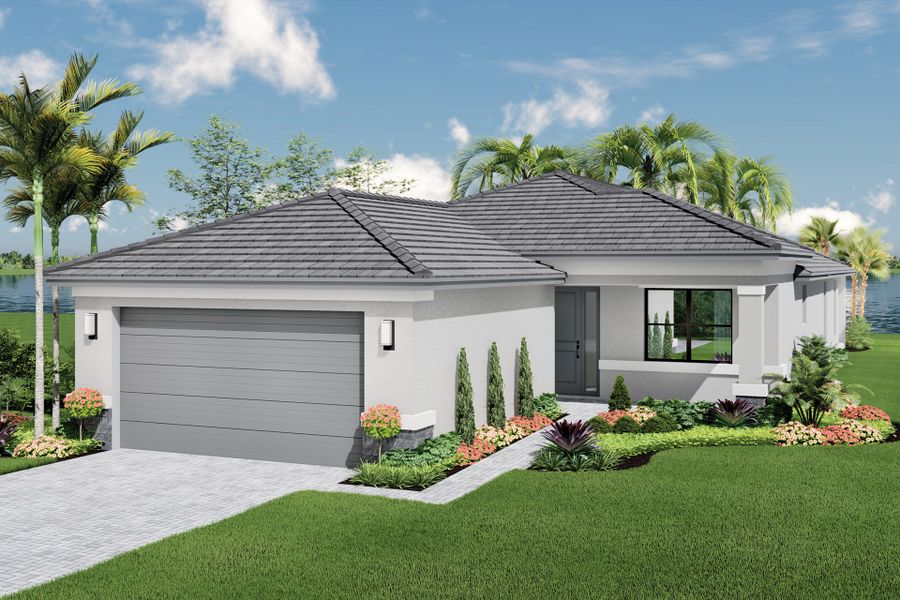 Representative exterior photo of a completed home built from the Monacello by GL Homes in Valencia Parc at Riverland, Port St. Lucie, FL (Image 22).
