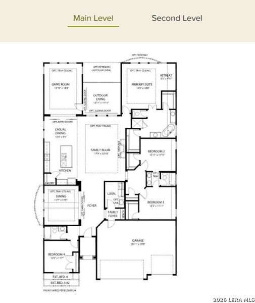 2D floor plan layout of this home in Ventana - 60', Bulverde, TX (Image 3).