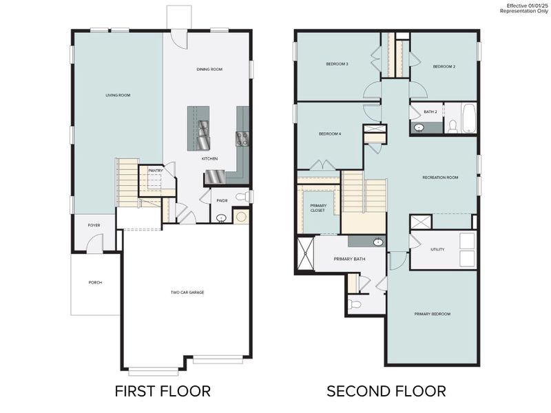 2D floor plan layout for the Cascade 2265 by Brohn Homes in Cascade, Liberty Hill, TX (Image 3). 2D floor plan layout for the Cascade 2265 by Brohn Homes in Cascade, Liberty Hill, TX (Image 3).