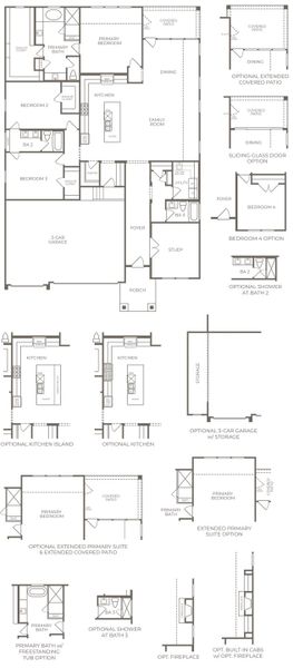 2D floor plan layout for the Caroline 2 by Milestone Community Builders in Persimmon, Buda, TX (Image 3).