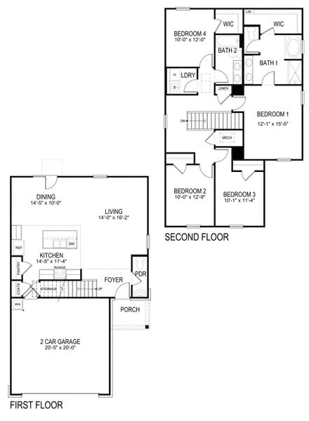 2D floor plan layout for the Aisle by D.R. Horton in Rolling Meadows, Jasper, GA (Image 5).