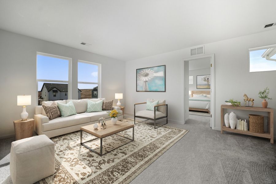 Furnished interior view inside a new home in Trailstone, Arvada (Image 6).