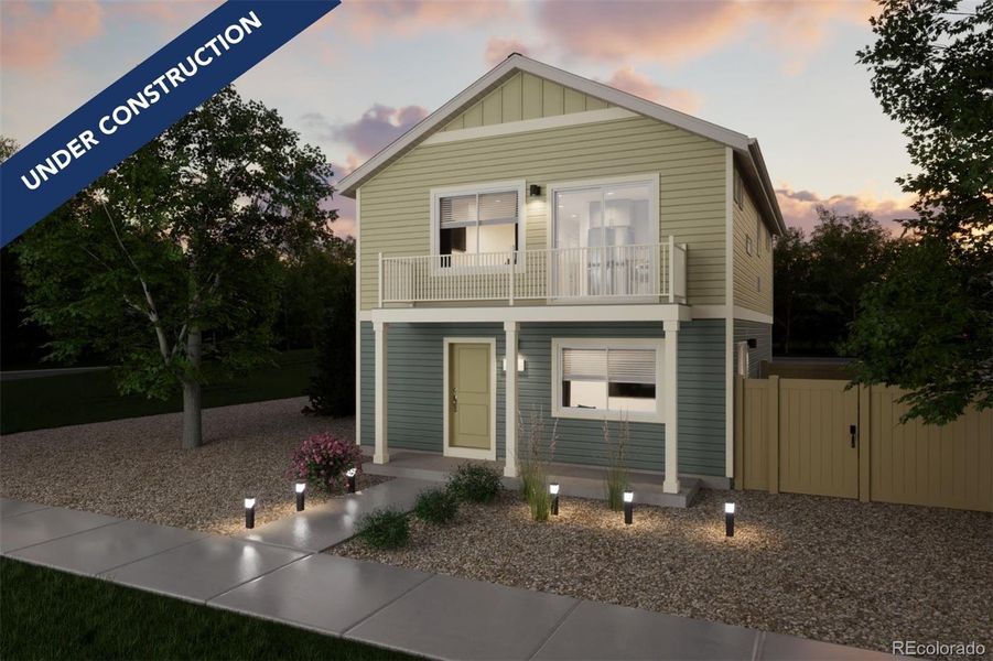 Front exterior of a new home in Muegge Farms, Bennett, CO, highlighting curb appeal (Image 25). Front exterior of a new home in Muegge Farms, Bennett, CO, highlighting curb appeal (Image 25).