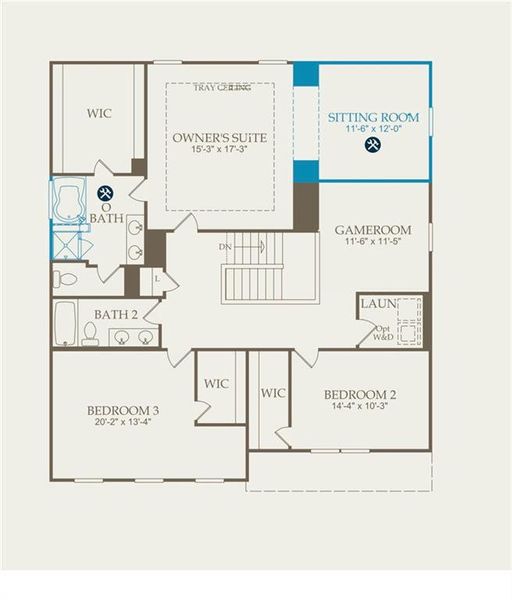 2D floor plan layout of this home in Wildwood at Avalon, McDonough, GA (Image 6).