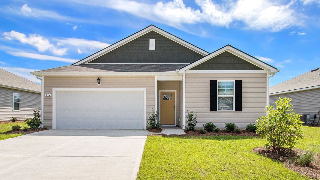 Front exterior of a new home in Ridgefield, Conway, SC, highlighting curb appeal (Image 1).