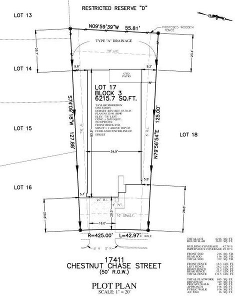 17411 Chestnut Chase Street Preliminary Plot Plan 17411 Chestnut Chase Street Preliminary Plot Plan