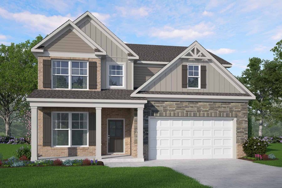 Representative exterior photo of a completed home built from the Heron Cottage by McKinley Homes in The Brooke at Rivertown, Fairburn, GA (Image 6).