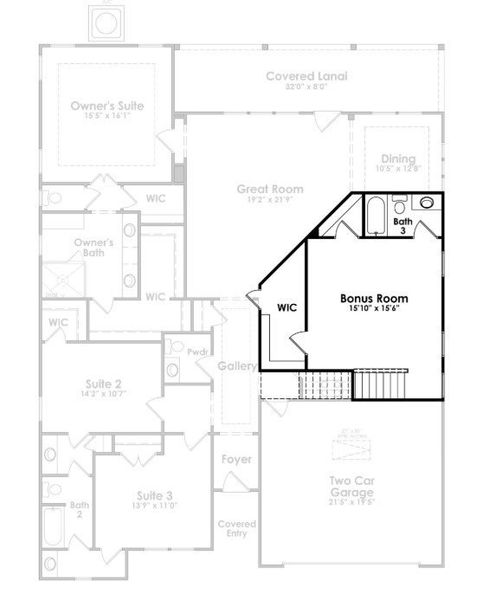 2D floor plan layout of this home in Cresswind Charleston, Summerville, SC (Image 4).