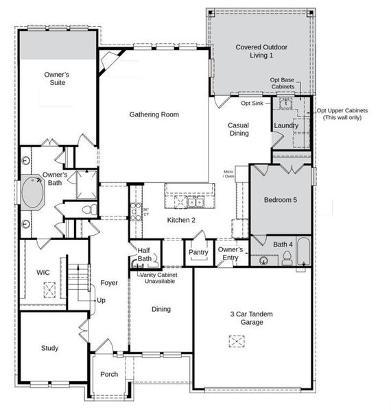 Structural options added include: first floor guest suite with full bath, extended owner's suite, tub and shower in primary bath, covered outdoor living.