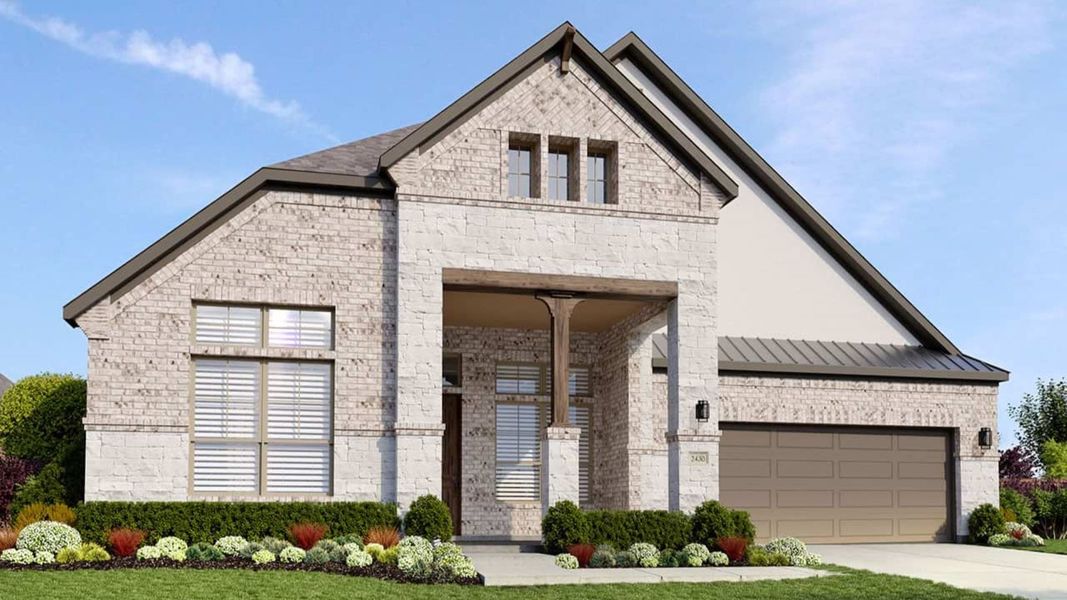 Representative exterior photo of a completed home built from the Tulane by DRB Homes in Oaks at San Gabriel, Georgetown, TX (Image 4). Representative exterior photo of a completed home built from the Tulane by DRB Homes in Oaks at San Gabriel, Georgetown, TX (Image 4).