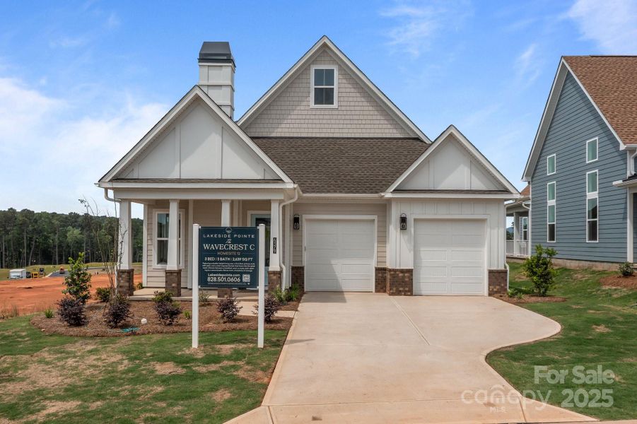 Front exterior of a new home in Lakeside Pointe, Sherrills Ford, NC, highlighting curb appeal (Image 26).