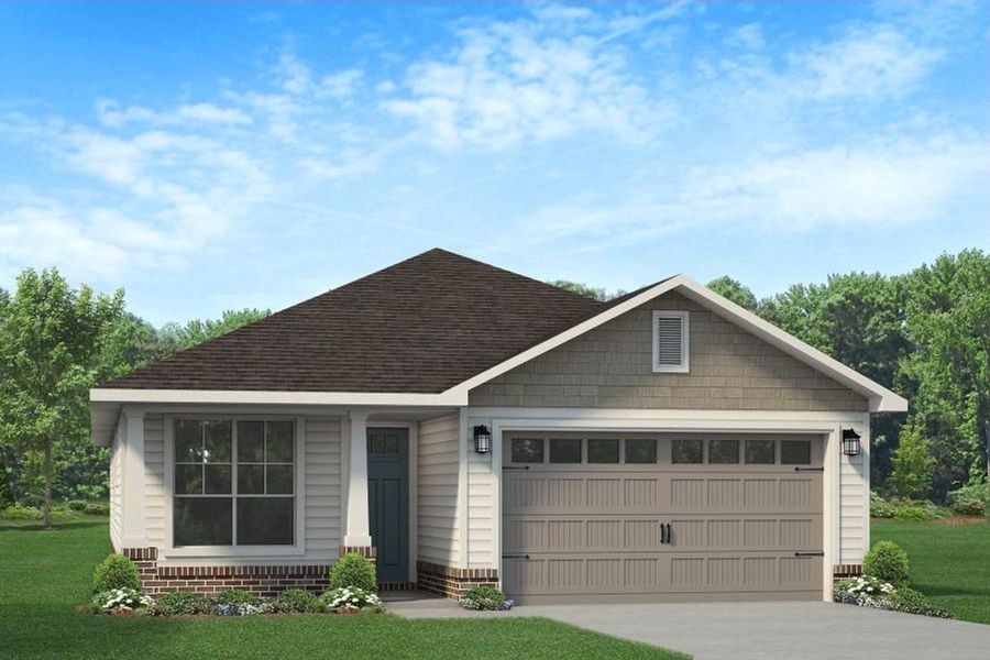 Front exterior of a new home in Hidden Pines Estates, Milton, FL, highlighting curb appeal (Image 1). Front exterior of a new home in Hidden Pines Estates, Milton, FL, highlighting curb appeal (Image 1).