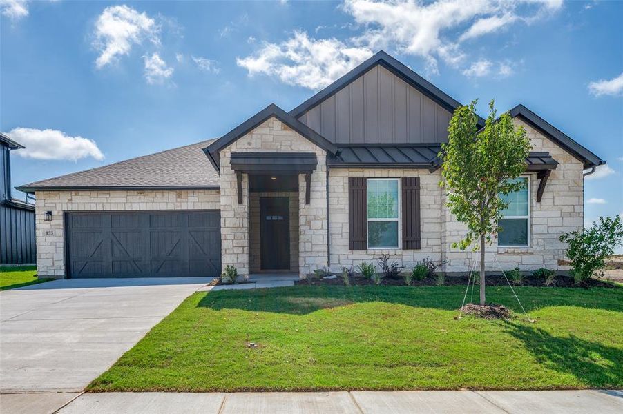 Front exterior of a new home in Sierra Vista at Kelly Ranch, Aledo, TX, highlighting curb appeal (Image 17).