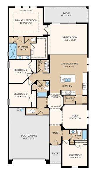 2D floor plan layout of this home in Hammock at Two Rivers, Zephyrhills, FL (Image 2). 2D floor plan layout of this home in Hammock at Two Rivers, Zephyrhills, FL (Image 2).