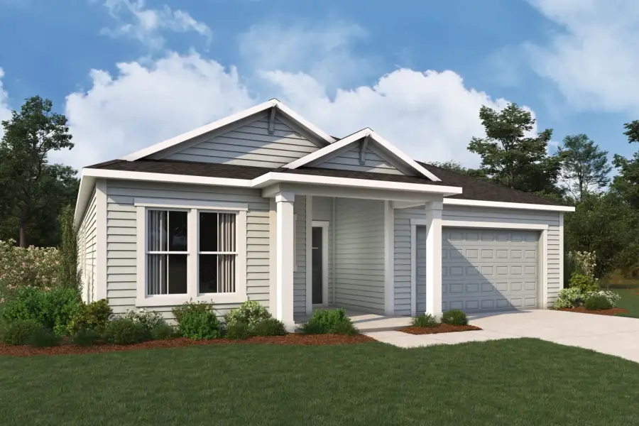 Front exterior of a new home in RiverTown, St. Johns, FL, highlighting curb appeal (Image 1). Front exterior of a new home in RiverTown, St. Johns, FL, highlighting curb appeal (Image 1).