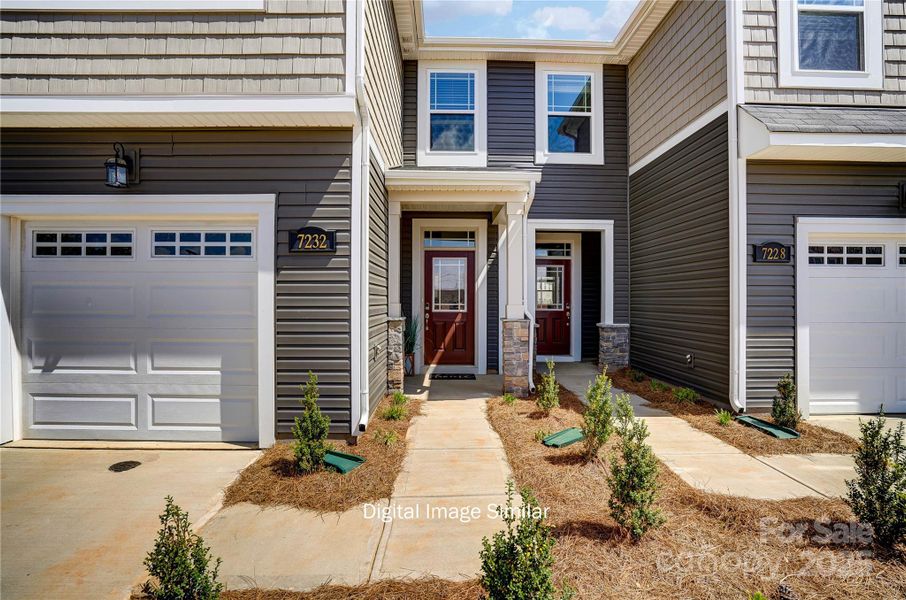 Front exterior of a new home in Bailey Run, Charlotte, NC, highlighting curb appeal (Image 1).