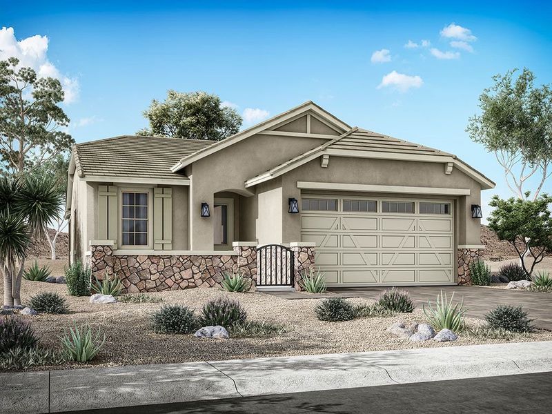 Representative exterior photo of a completed home built from the Augusta II by William Ryan Homes in Fairways in Victory at Verrado, Buckeye, AZ (Image 6).