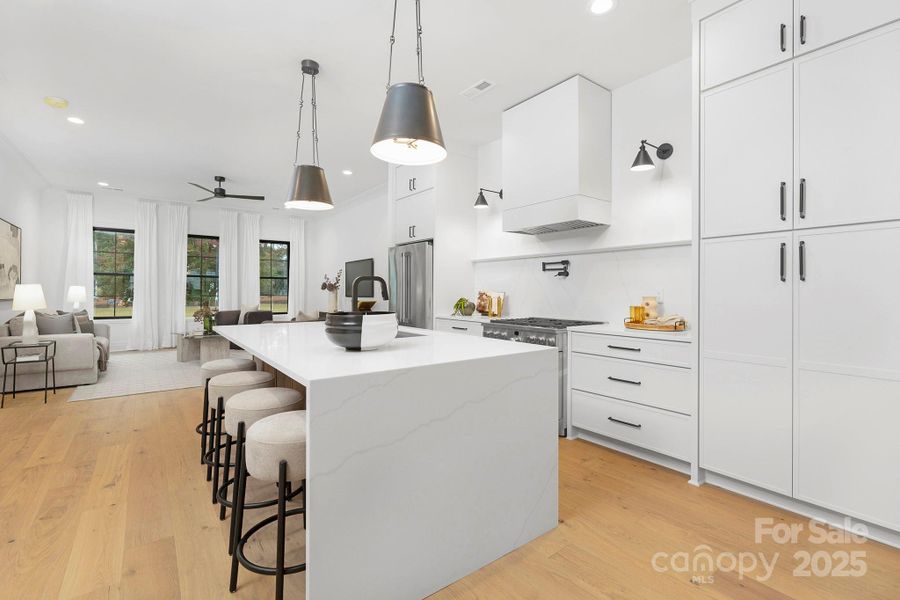 Kitchen with Waterfall Island