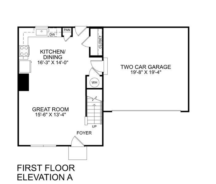 2D floor plan layout for the Aspen by Ryan Homes in Ellison, Spartanburg, SC (Image 2).